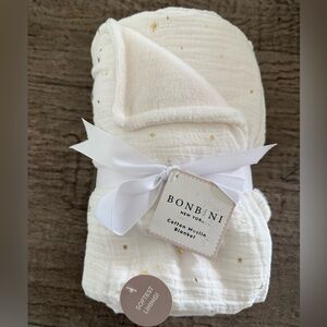 Bonbini Baby Blanket cream muslin stars fleece lined